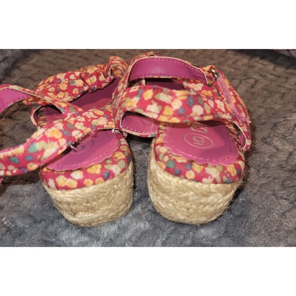 Circo Toddler Girls Floral Espadrille Wedge Sandals Pink Yellow Bow Size 5